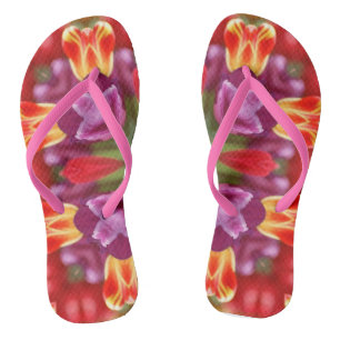 Colourful Tulips Kaleidoscope Flip Flops