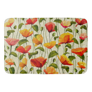 Colourful tulips Patterns With Leaves Veins Bath Mat