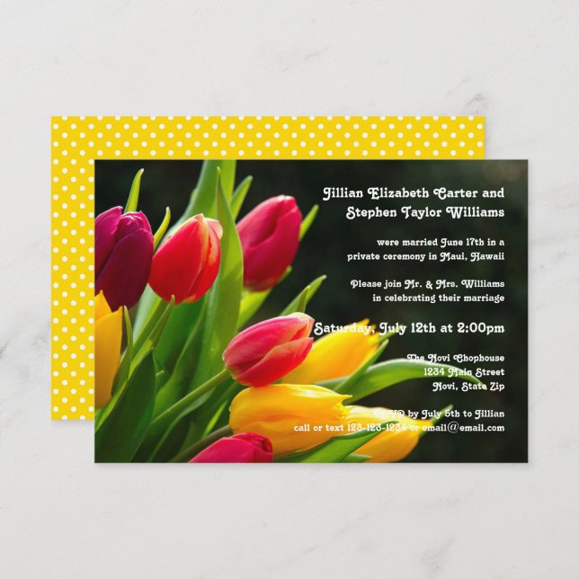 Colourful Tulips Photo -3x5Wedding Announcement (Front/Back)