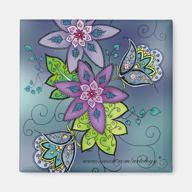 Colourful Tulps Magnet (square) (Front)