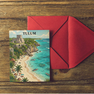 Colourful Tulum Mexico Vacation Retro Travel Postcard
