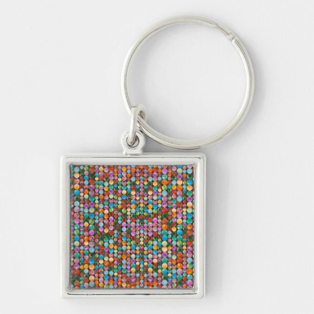 Colourful Tumbled Gemstones Beads Keychain (Front)