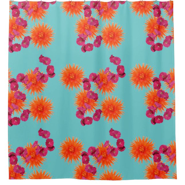 Colourful Turquoise Blue Orange Pink Floral Patter (Front)