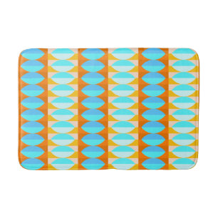 Colourful Turquoise Blue Orange Yellow Pattern Bath Mat