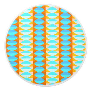 Colourful Turquoise Blue Orange Yellow Pattern Ceramic Knob