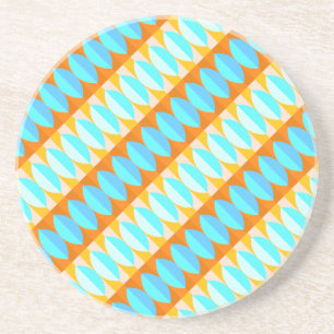Colourful Turquoise Blue Orange Yellow Pattern Coaster