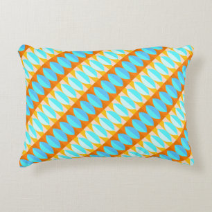 Colourful Turquoise Blue Orange Yellow Pattern Decorative Pillow