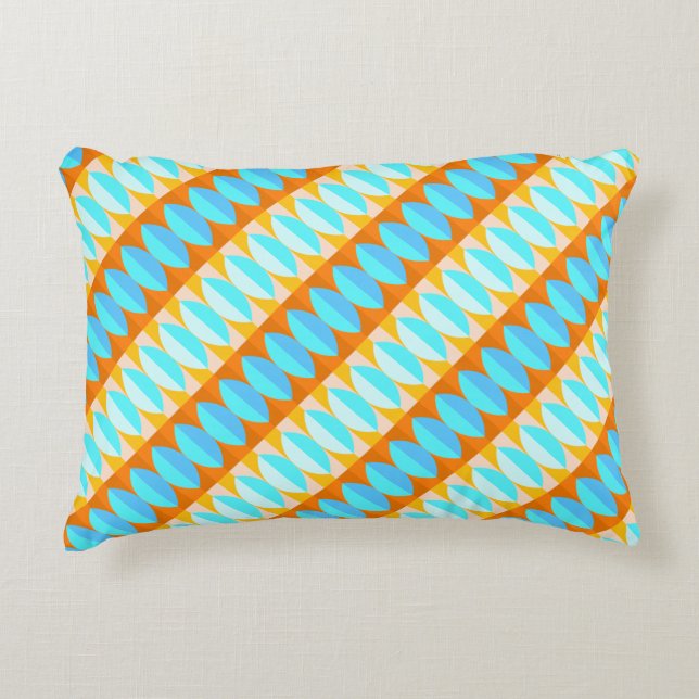 Colourful Turquoise Blue Orange Yellow Pattern Decorative Pillow (Front)