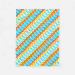 Colourful Turquoise Blue Orange Yellow Pattern Fleece Blanket