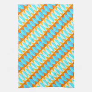 Colourful Turquoise Blue Orange Yellow Pattern Kitchen Towel