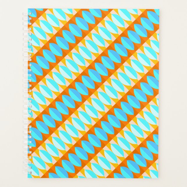 Colourful Turquoise Blue Orange Yellow Pattern Planner (Front)