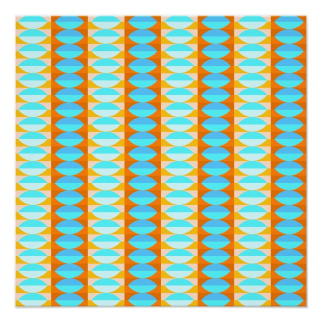 Colourful Turquoise Blue Orange Yellow Pattern Poster (Front)