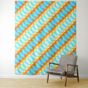 Colourful Turquoise Blue Orange Yellow Pattern Tapestry