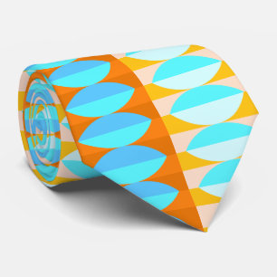 Colourful Turquoise Blue Orange Yellow Pattern Tie