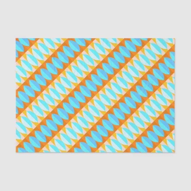 Colourful Turquoise Blue Orange Yellow Pattern Tissue Paper (Front)