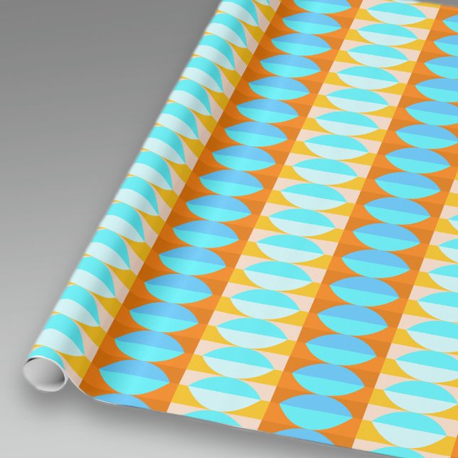 Colourful Turquoise Blue Orange Yellow Pattern Wrapping Paper (Creator Uploaded)