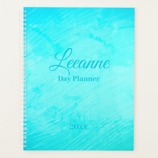 Colourful Turquoise Blue Watercolor  Planner (Front)
