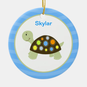 Colourful Turtle Customized Ornament - Blue