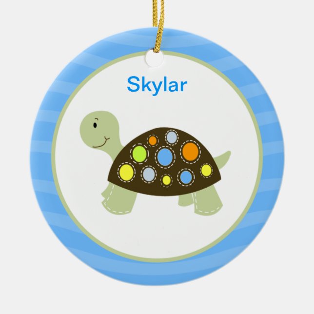 Colourful Turtle Customized Ornament - Blue (Front)