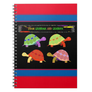 Colourful turtle design for grandkids notebook