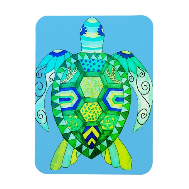 Colourful Turtle drawing Magnet (Vertical)