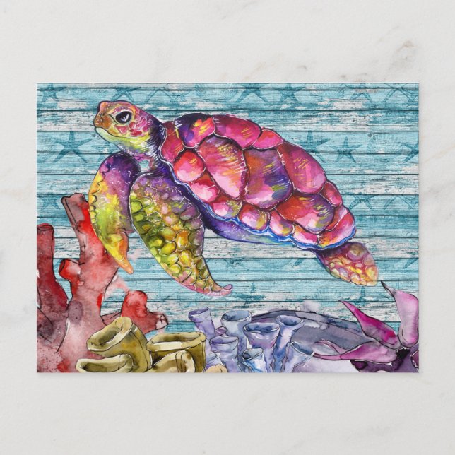 Colourful Turtle Postcard (Front)