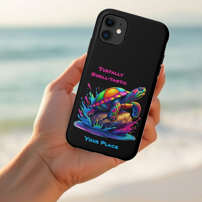 Colourful Turtle Splash Case-Mate iPhone Case (Colorful Turtle Splash-Fisherman Core-Dopamine Dressing-Phone Case-Black)