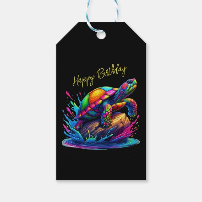 Colourful Turtle Splash- Gift Tags (Front)