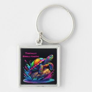 Colourful Turtle Splash Keychain