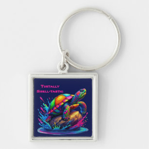 Colourful Turtle Splash Keychain