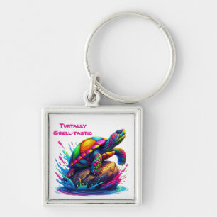 Colourful Turtle Splash Keychain