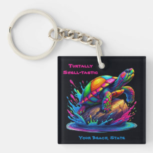 Colourful Turtle Splash Keychain