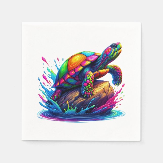Colourful Turtle Splash Napkin (Front)