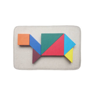 Colourful turtle Tangram Bath Mat