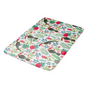 Colourful tuscans tropical flowers pattern bath mat