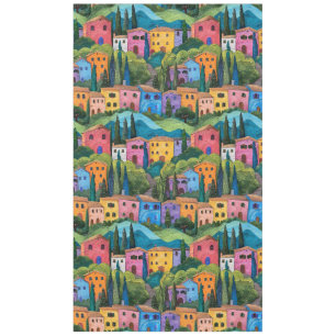 Colourful tuscany houses  tablecloth