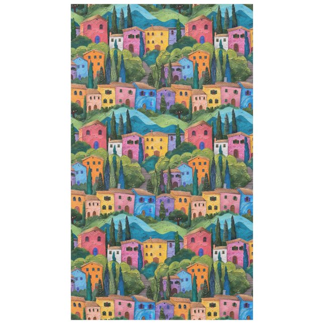 Colourful tuscany houses  tablecloth (Front)