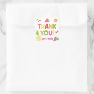 Colourful Tutti Frutti Photo Birthday Thank You Square Sticker