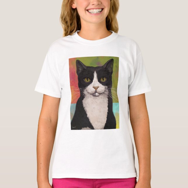 Colourful Tuxedo Cat T-Shirt (Front)