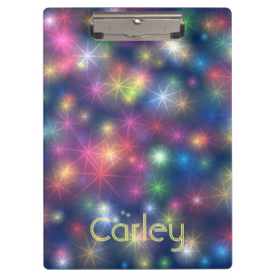 Colourful Twinkling Stars Galaxy Personalised Clipboard