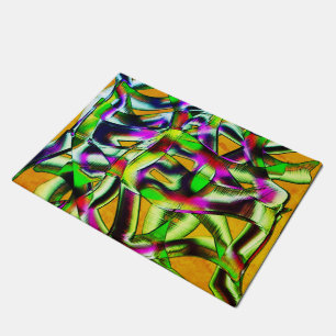 Colourful twisted cutouts lime.., notched scratche doormat