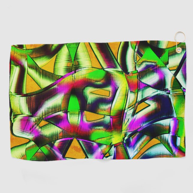 Colourful twisted cutouts lime.., notched scratche golf towel (Horizontal)