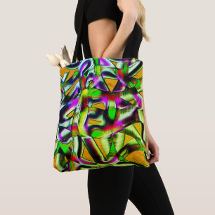 Colourful twisted cutouts lime.., notched scratche tote bag