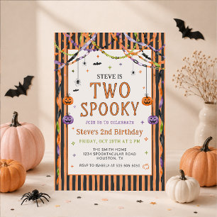 Colourful Two Spooky Halloween Birthday Invitation