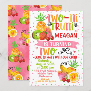 Colourful Two-tti Frutti 2nd Birthday Invitation