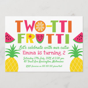 Colourful Two-tti Frutti Birthday Invitation