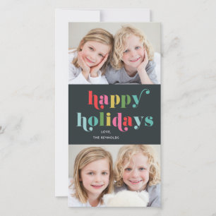 Colourful Type 2 Photo Happy Holiday Card