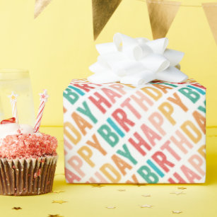 Colourful Type Happy Birthday Wrapping Paper