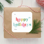 Colourful Type Happy Holidays Gift  Square Sticker<br><div class="desc">A whimsical holiday gift sticker featuring colourful happy holidays message for a fun,  light hearted festive vibe.</div>