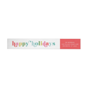 Colourful Type Happy Holidays Return Address Wrap Around Label